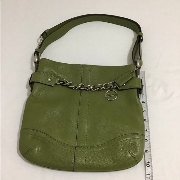 Coach Rare Green Leather Shoulder Crossbody Bag Good PreOwned Condition - Picture 7 of 13